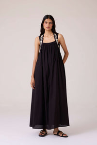 Themis Black Embroidered Dress