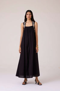 Themis Black Embroidered Dress