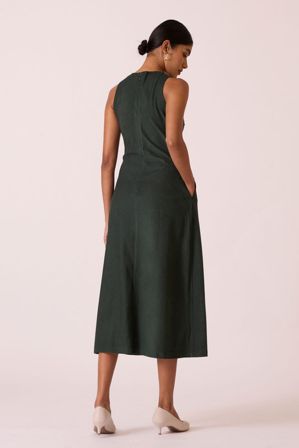 Sofia Green Corduroy Midi Dress