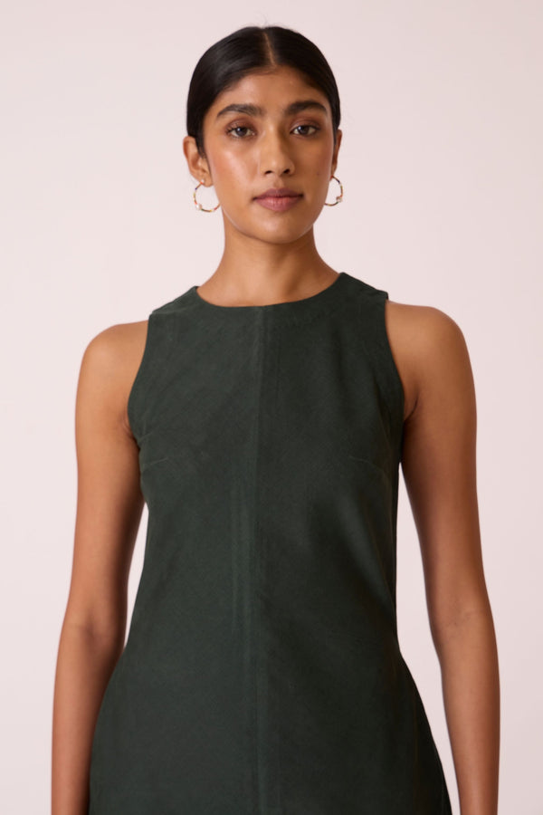 Sofia Green Corduroy Midi Dress