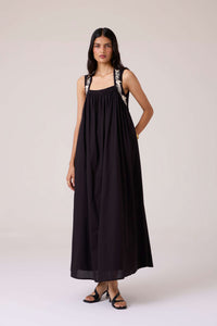 Themis Black Embroidered Dress