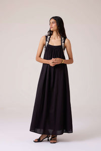 Themis Black Embroidered Dress
