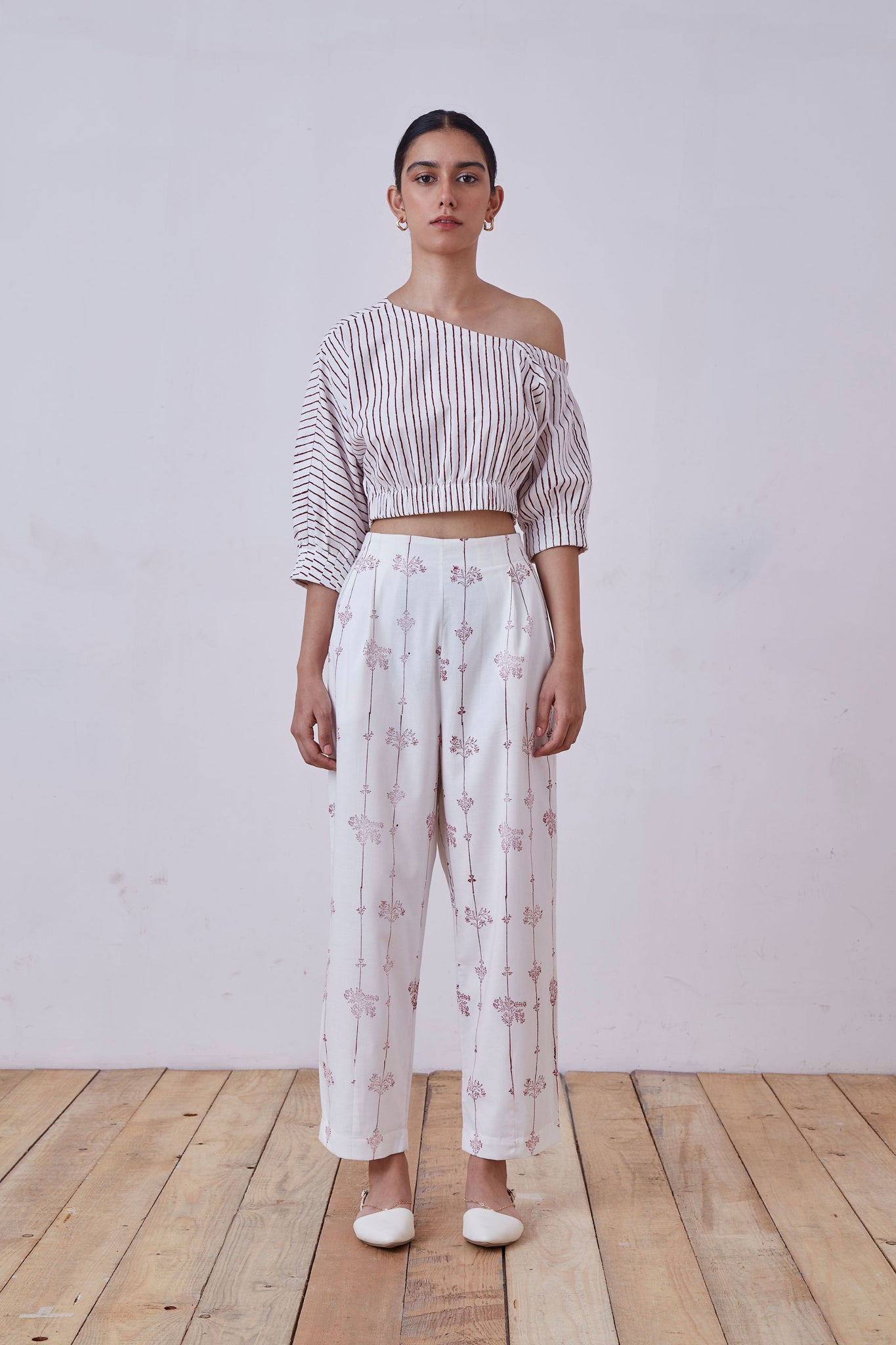 Ratan Red Hand Printed Pants