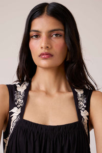 Themis Black Embroidered Dress