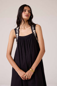Themis Black Embroidered Dress
