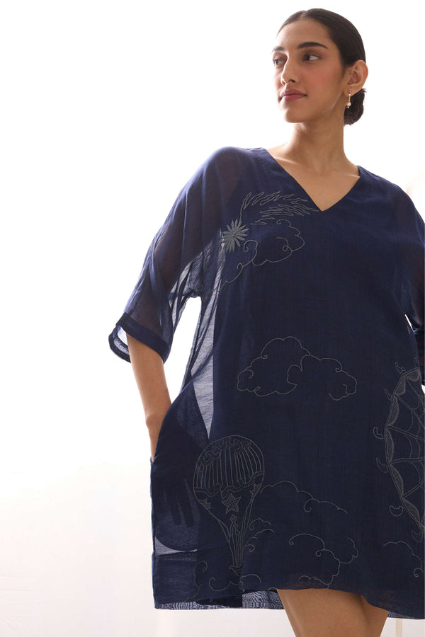 Stad Navy Chikankari Dress