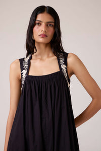 Themis Black Embroidered Dress