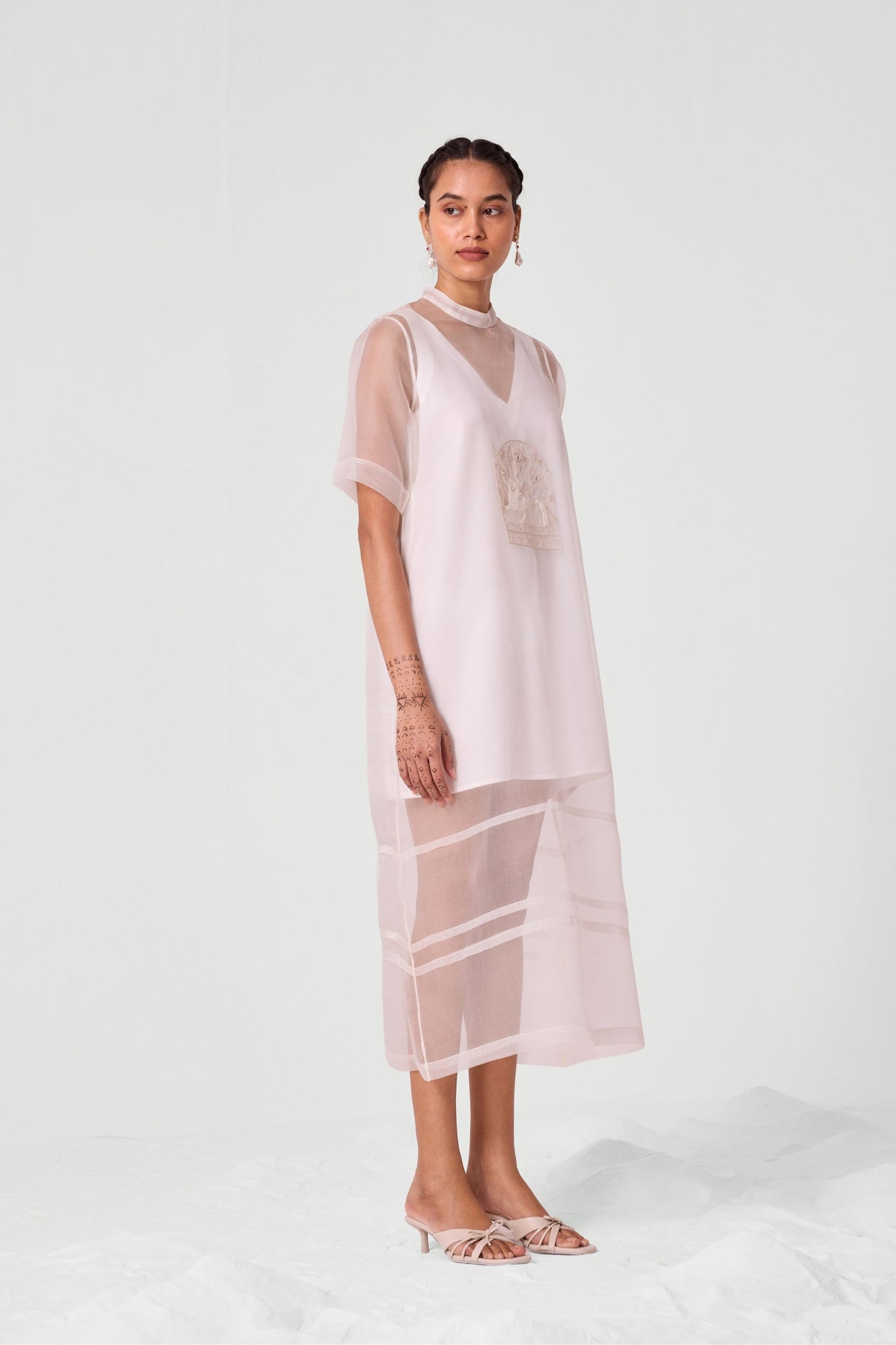 Larisa Off White Embroidered Dress