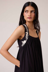 Themis Black Embroidered Dress