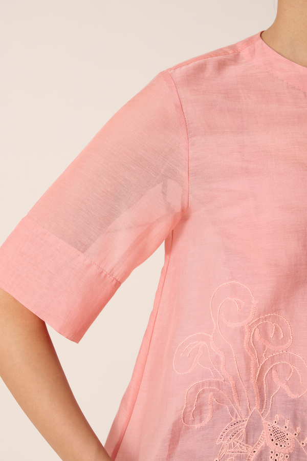 Naidu Pink Chikankari Top