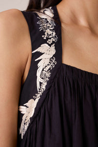 Themis Black Embroidered Dress