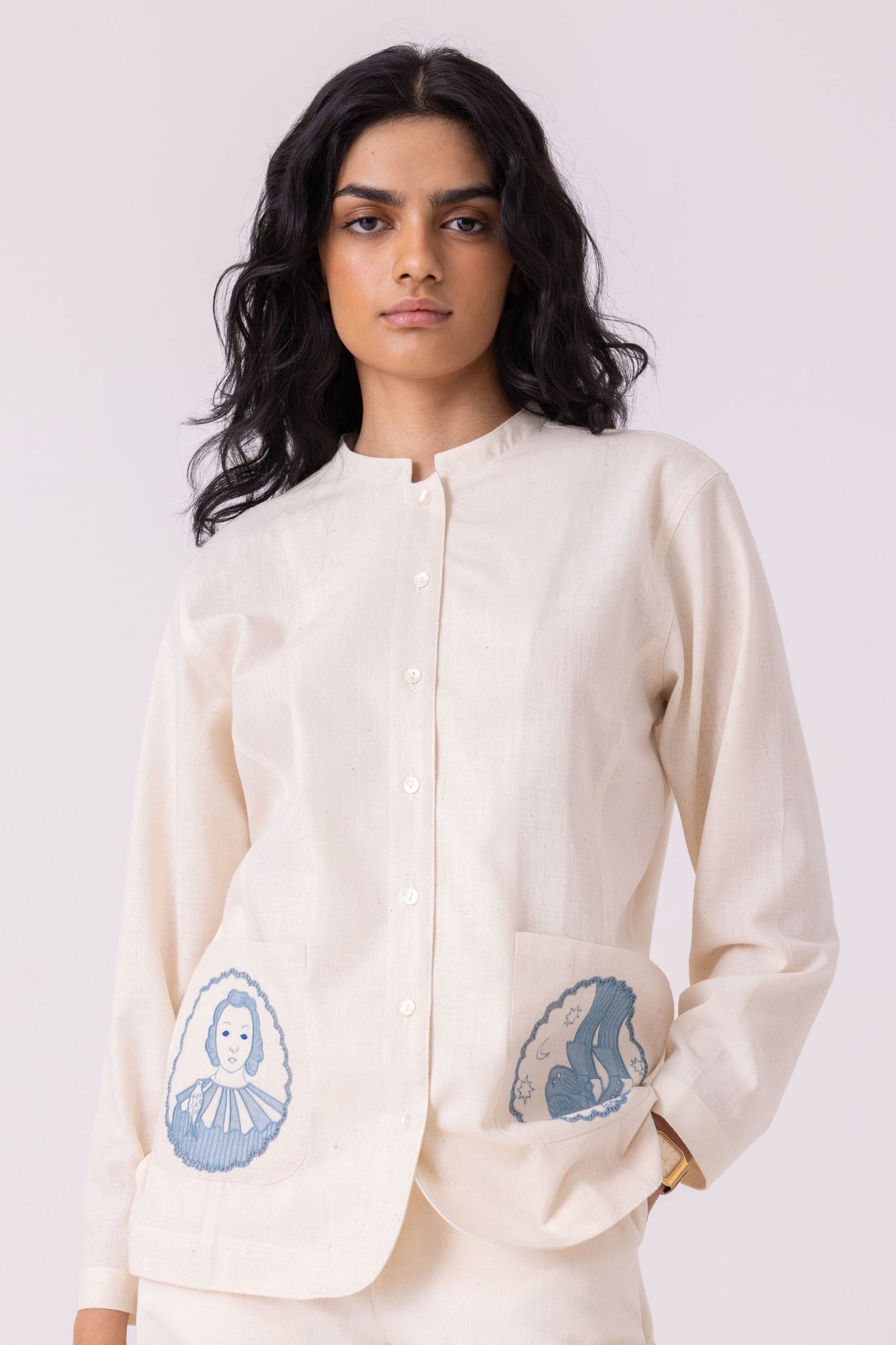 Alma Off White Handwoven Shacket