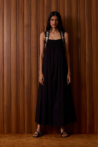 Themis Black Embroidered Dress