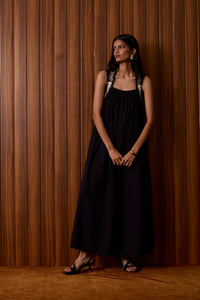 Themis Black Embroidered Dress