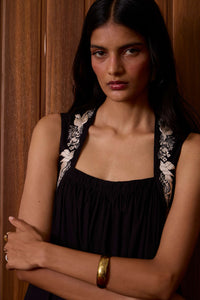 Themis Black Embroidered Dress