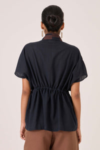 Sajith Black Handwoven Tie Top