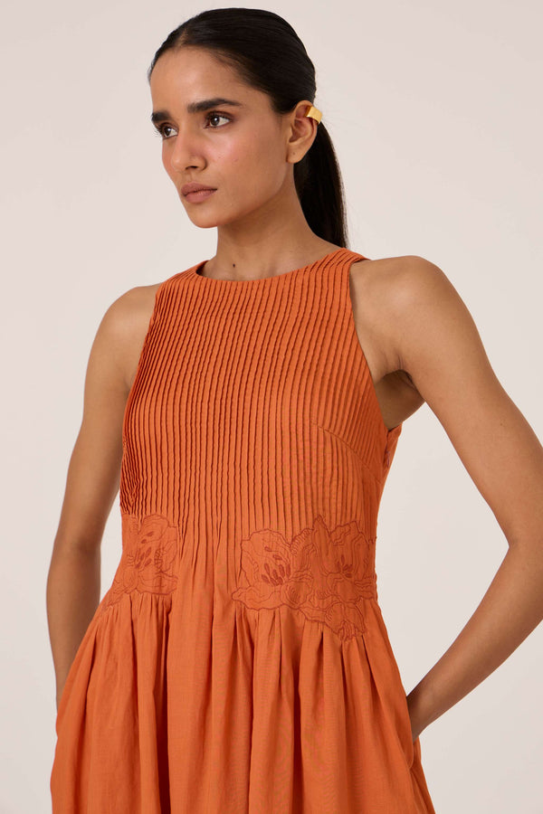 Amani Apricot Embroidered Dress