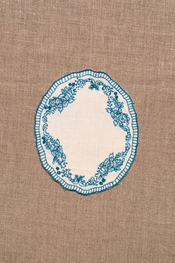 Blue Embroidered Cotton Coasters - Set of 2