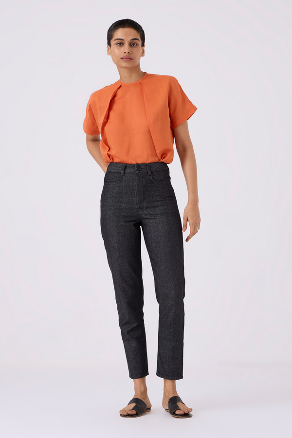 Pam Orange Linen Top | Relove