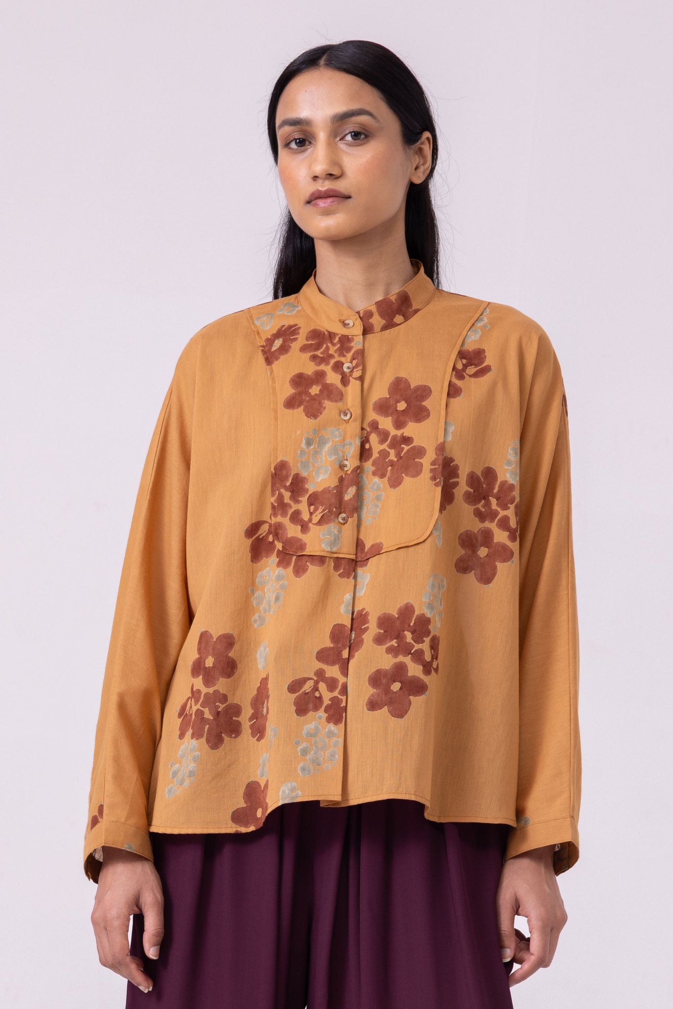 Taro Floral Hand Printed Top