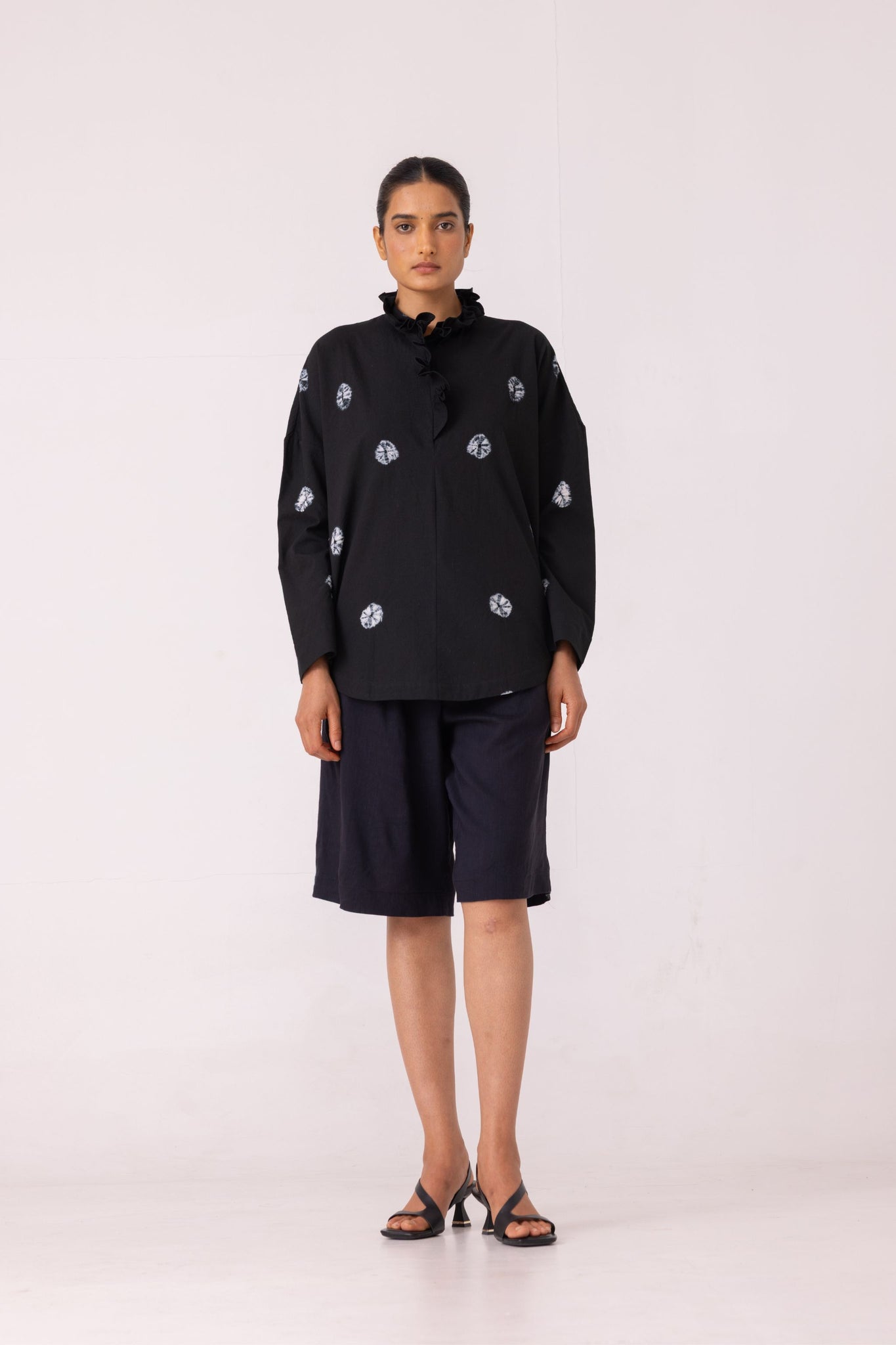 Eowyn Black Bandhani Handwoven Shirt