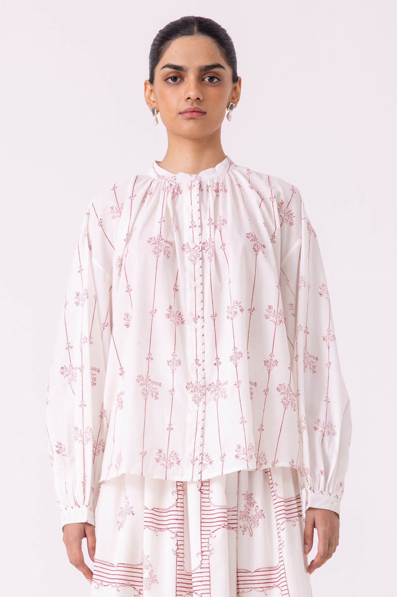 Kesar Red Hand Printed Top