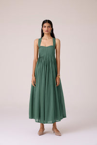 Erato Green Pleated Dress