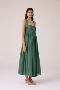 Erato Green Pleated Dress