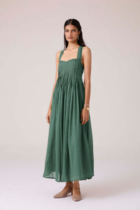 Erato Green Pleated Dress