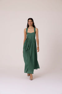 Erato Green Pleated Dress