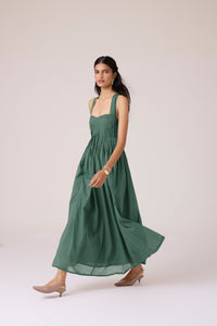 Erato Green Pleated Dress