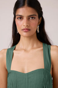 Erato Green Pleated Dress