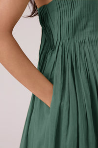 Erato Green Pleated Dress