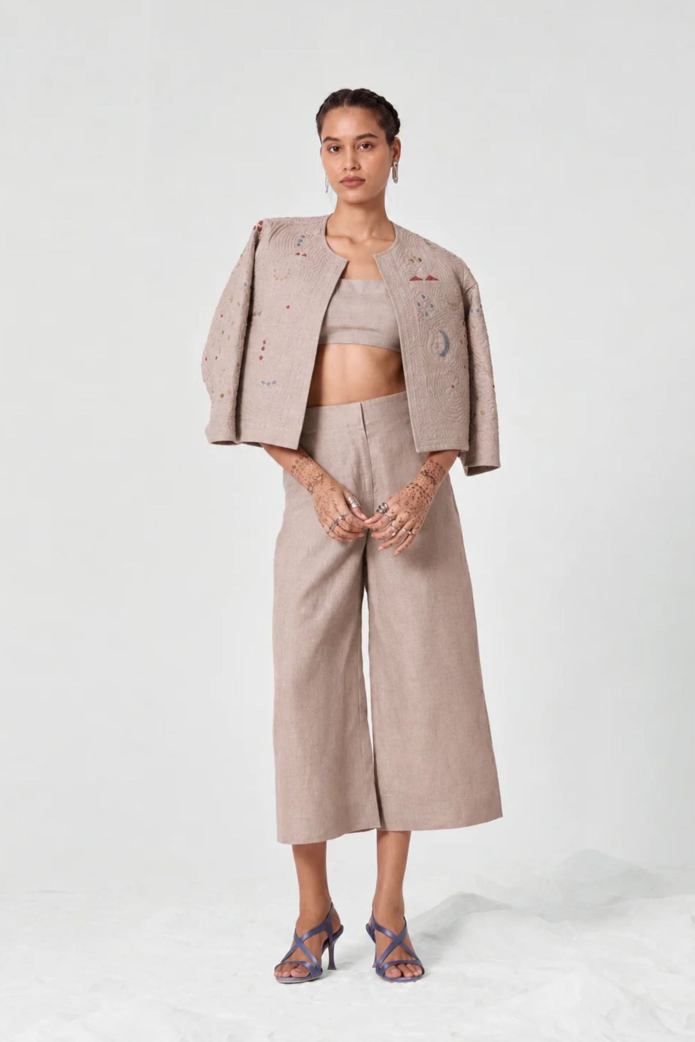 Pomelo Beige Linen Pants