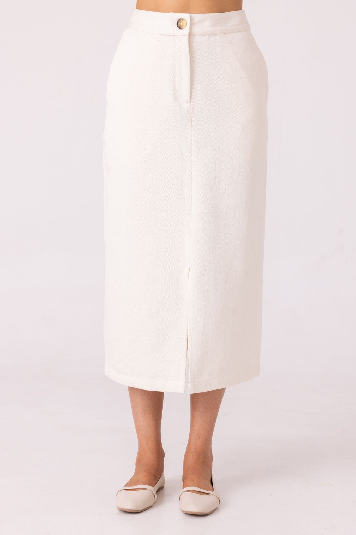 Roxanne Off White Handwoven Denim Skirt