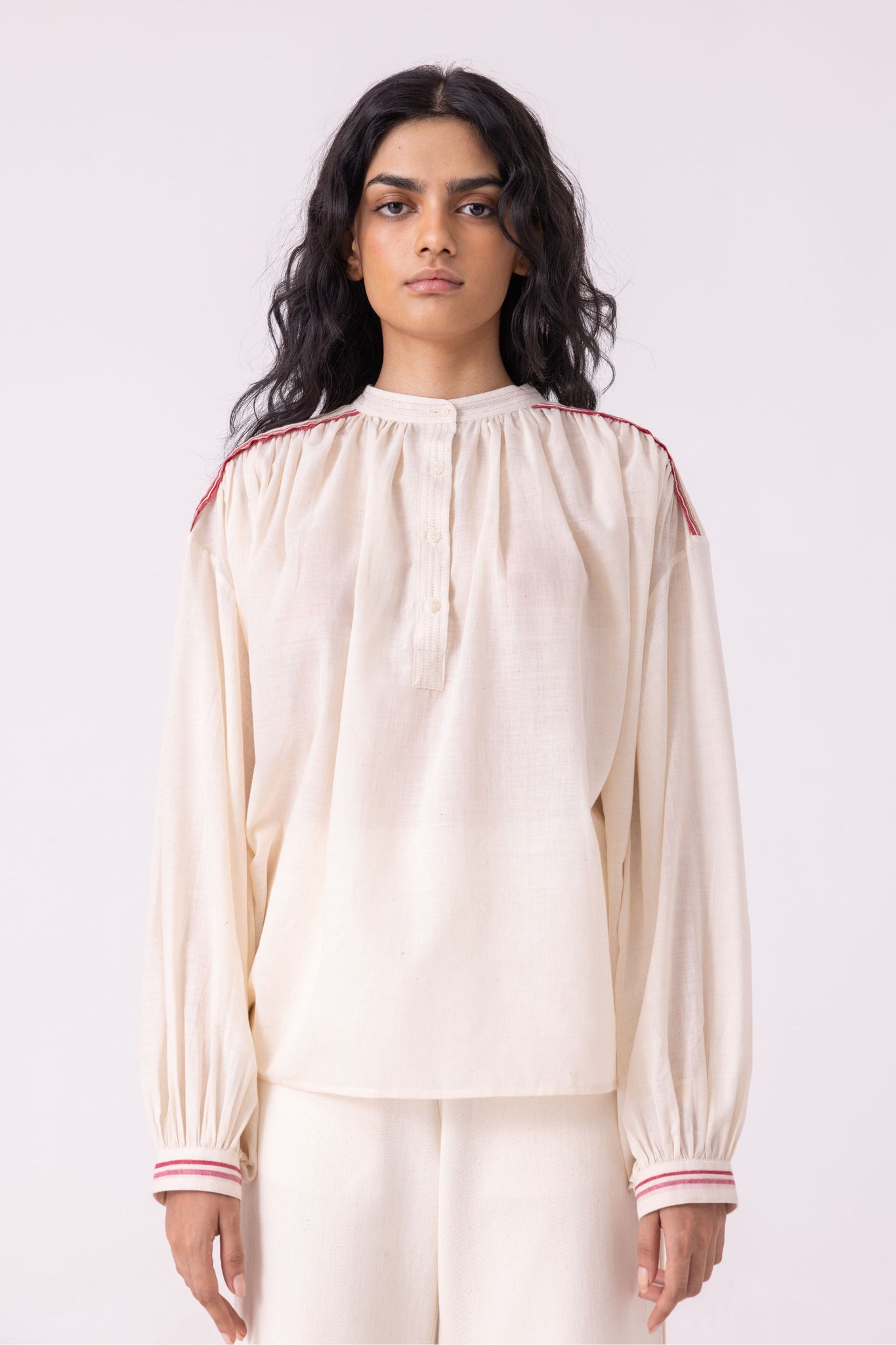 Sveta Off White Handwoven Top