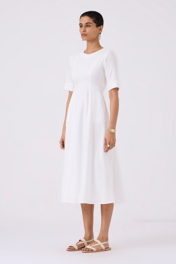 Flo White Fit & Flare Linen Dress