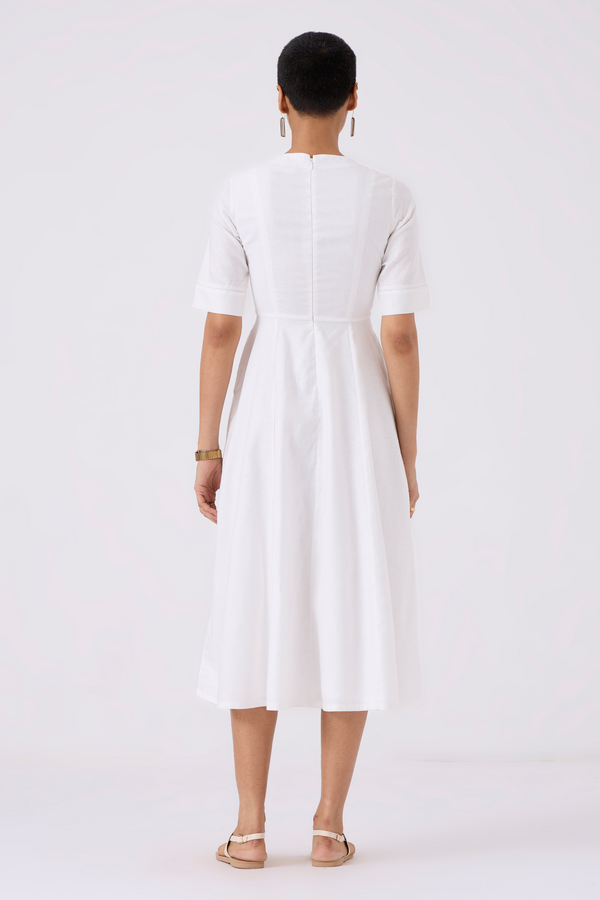 Flo White Fit & Flare Linen Dress