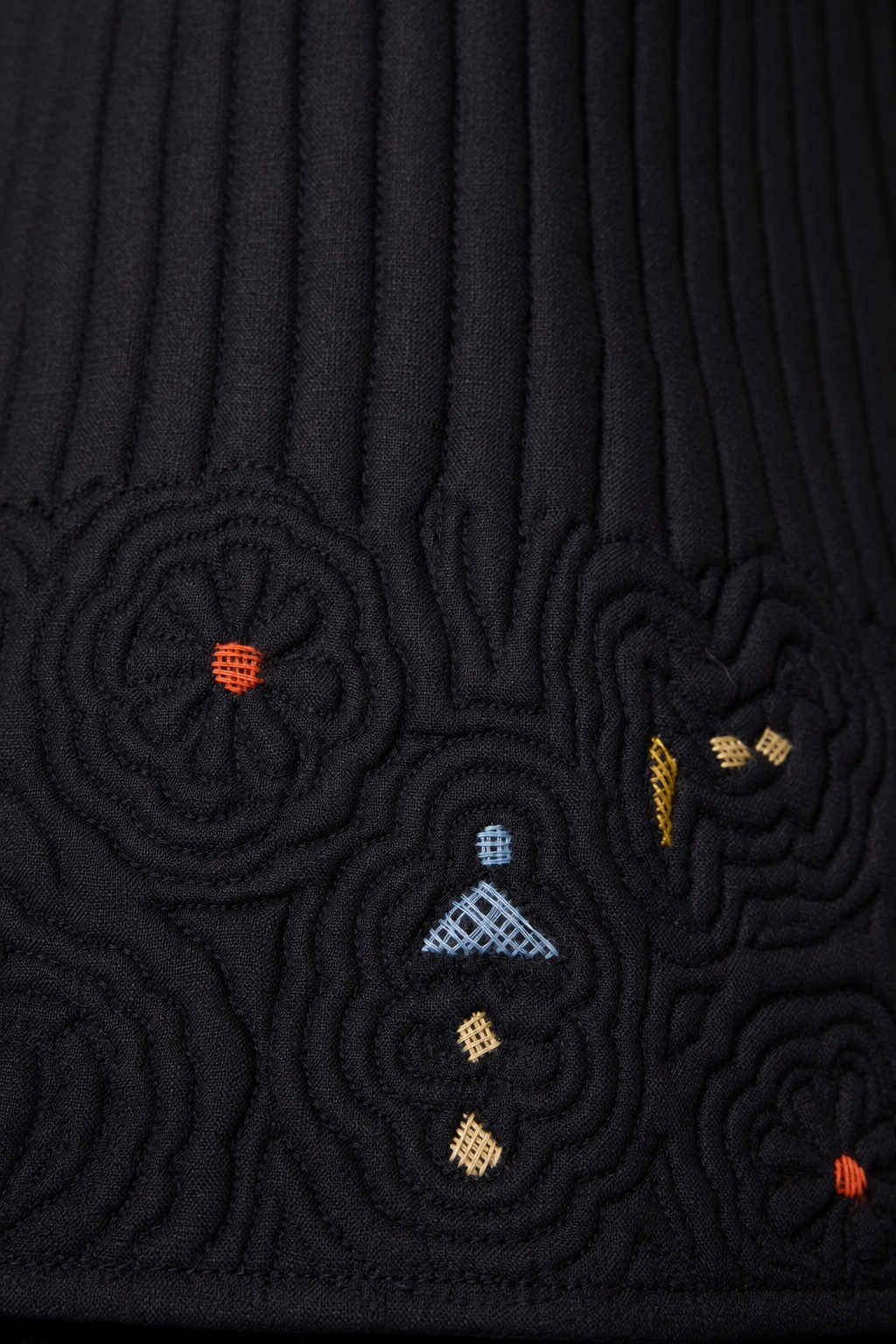 First lint-cleaned embroidery close-up