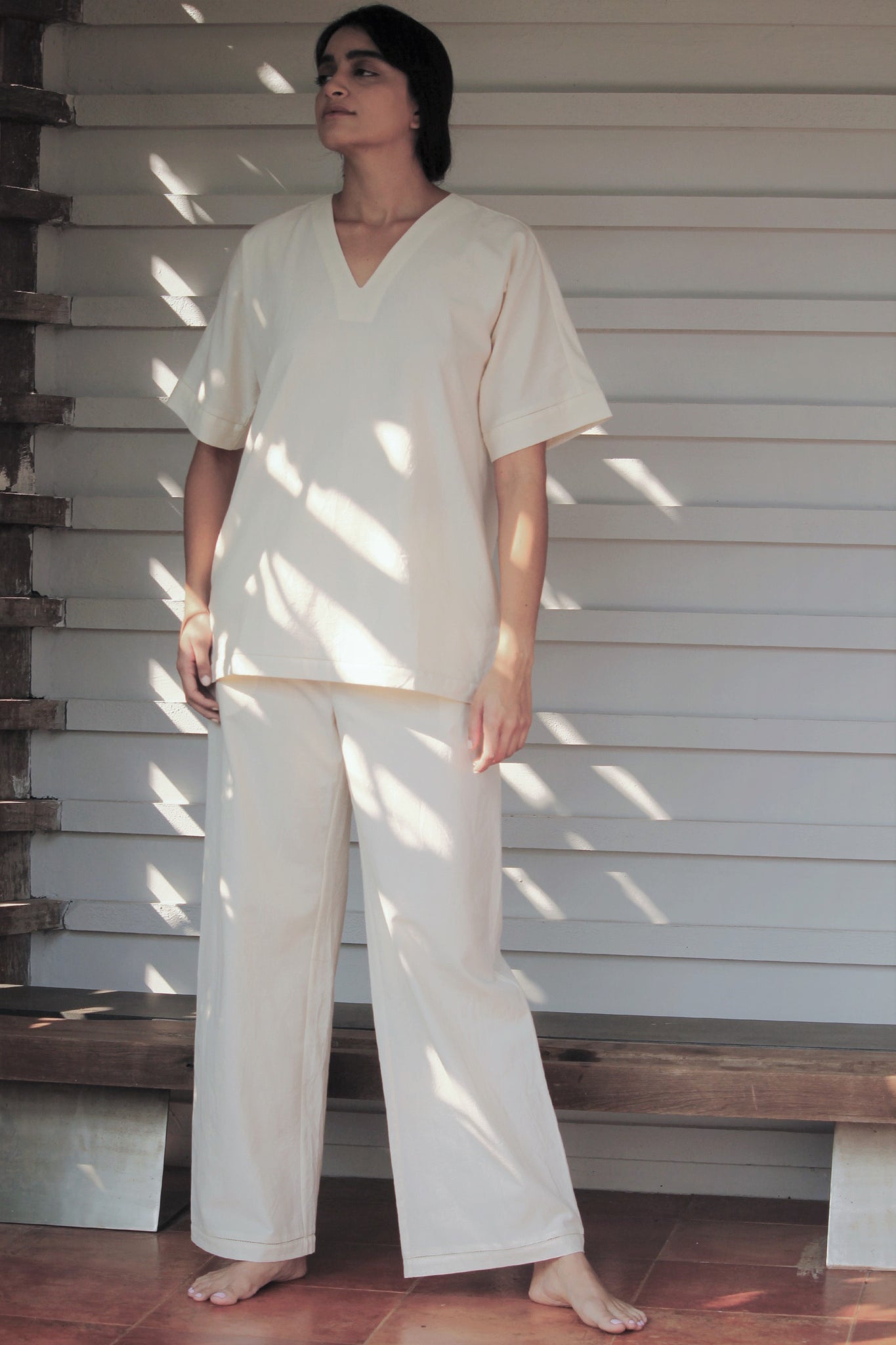 Tsarki Sustainable Cotton Full Pyjamas White Night Dresses For Women Online 