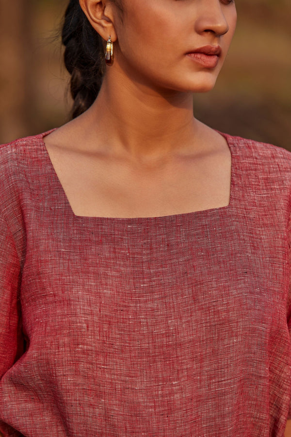 Reni Sustainable Linen Red Top For Women Online